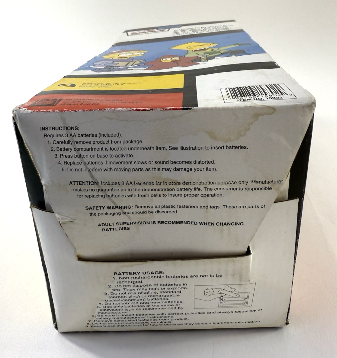 Gemmy 2002 Simpsons 12" Caroling Bart Animated Figure In Box - Read