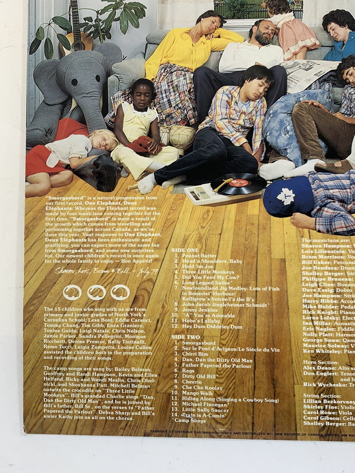 Sharon Lois & Bram: Smorgasbord (Vinyl LP, 1984 Reprint) w/Song Book - Tested