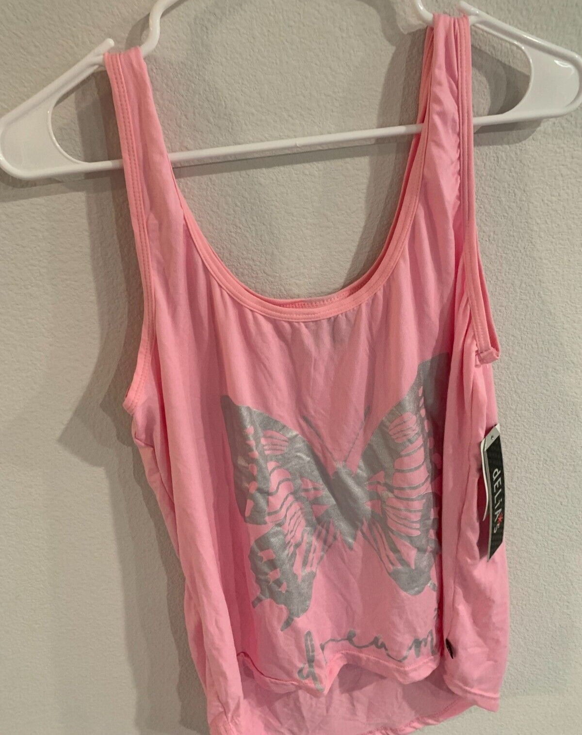 dELIA's Pink Sleeveless Graphic Butterfly Tee NEW XL