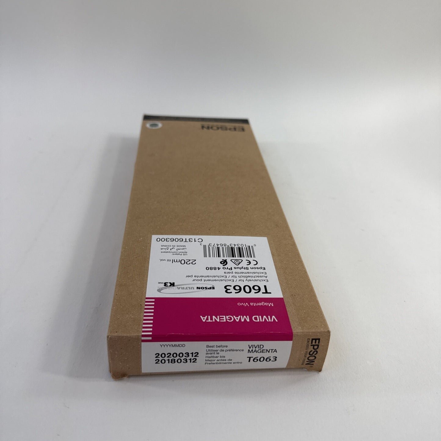 Expired 2020 Epson Vivid Magenta T6063 K3 UltraChrome Ink Cartridge - Sealed