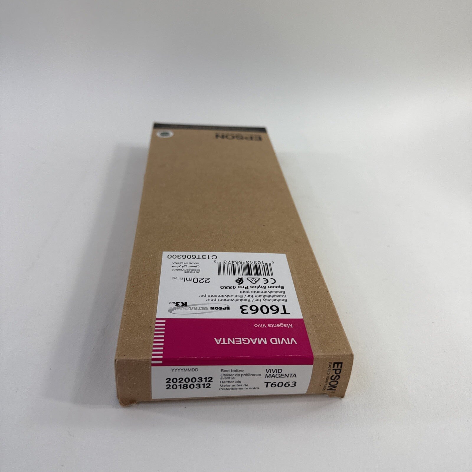 Expired 2020 Epson Vivid Magenta T6063 K3 UltraChrome Ink Cartridge - Sealed