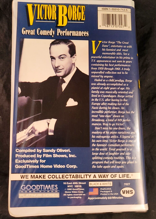 Victor Borge Great Comedy Performances (VHS, 1992) Tested and Working