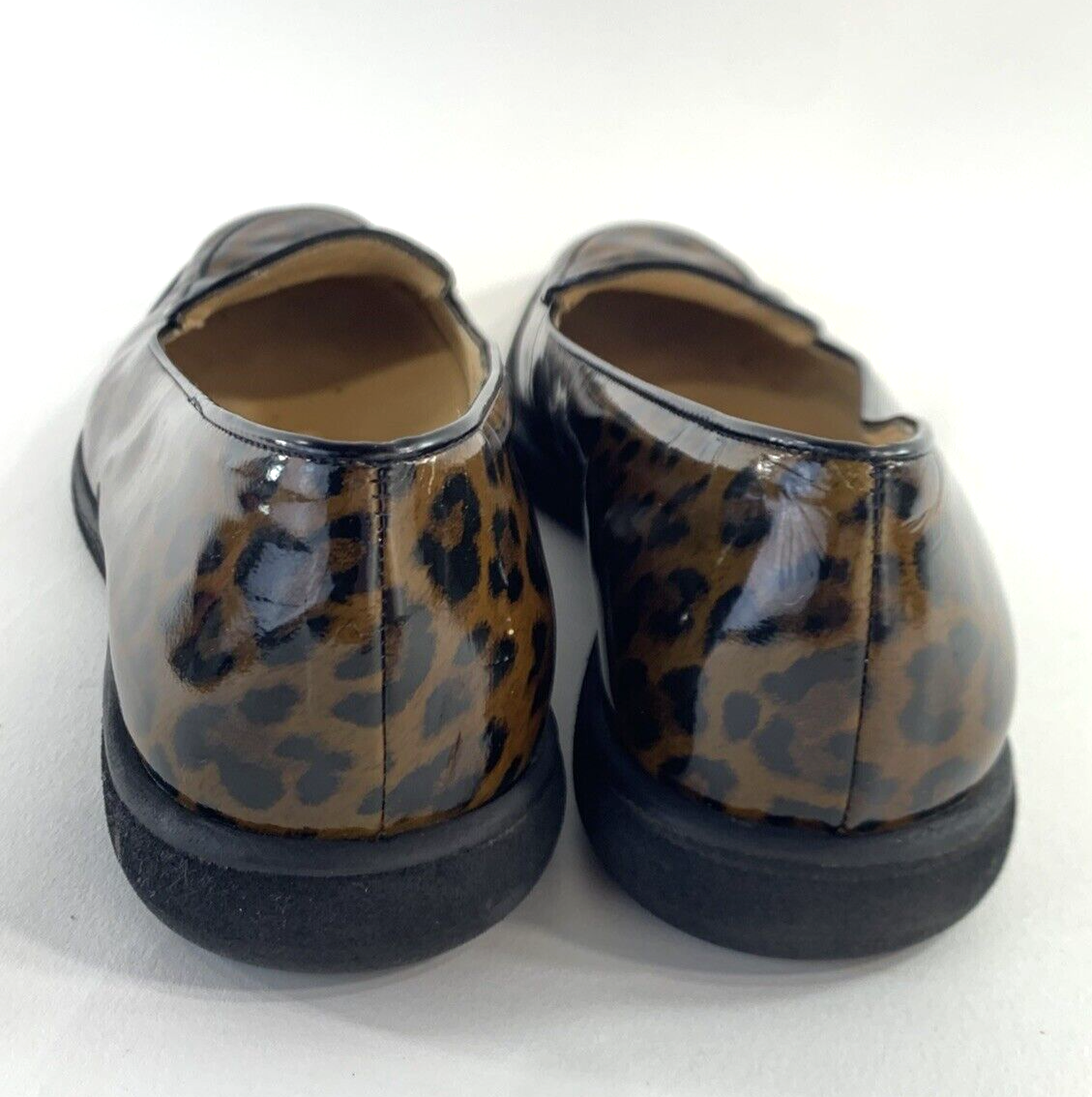 Salvatore Ferragamo Cognac Size 7 AA Leopard Print Brown Patent Leather Flats