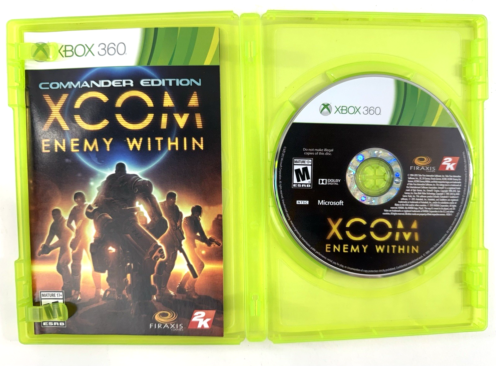 XCOM: Enemy Within Commander Edition (Microsoft Xbox 360, 2013) Game Case Manual