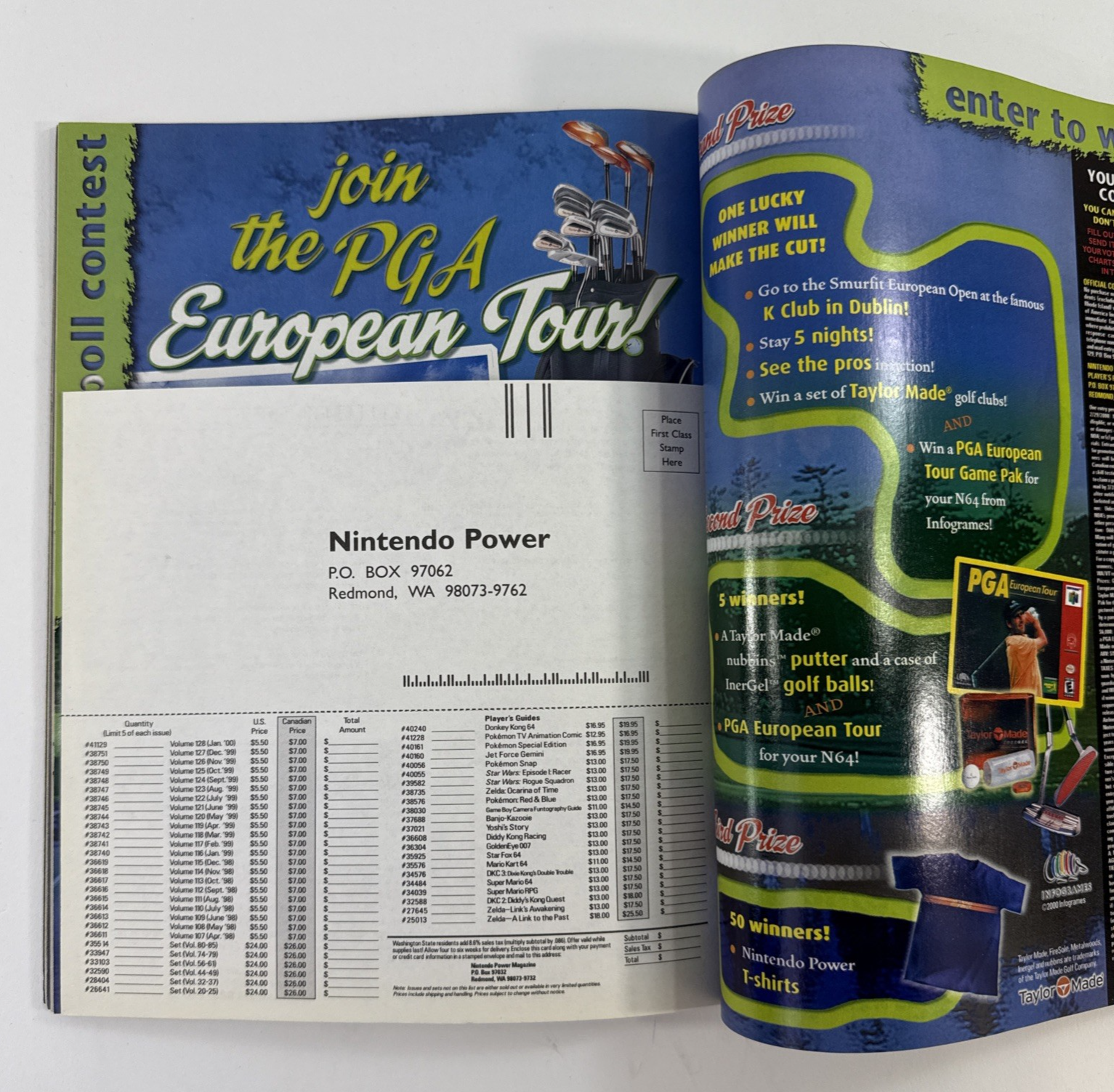 Nintendo Power (Vol. 129, Feb '00) Disney's Tarzan w/ Pro Skater Poster, Comic