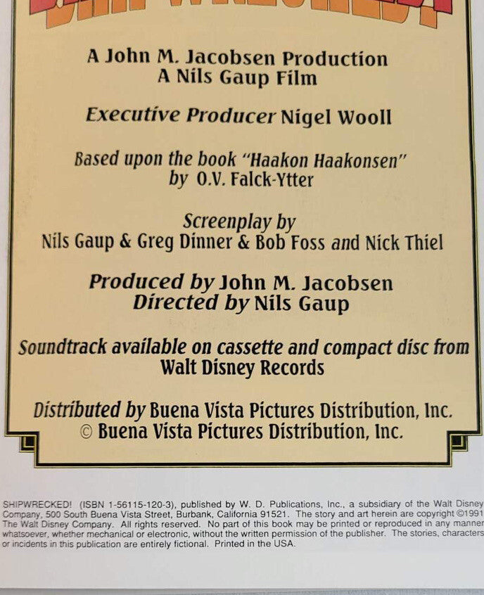 1991 Disney's Shipwrecked (Movie adaptation comic) W. D. Publishing