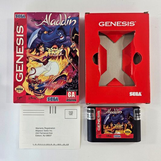 Disney's Aladdin (Sega Genesis, 1993) Game Box Registration Card - Tested