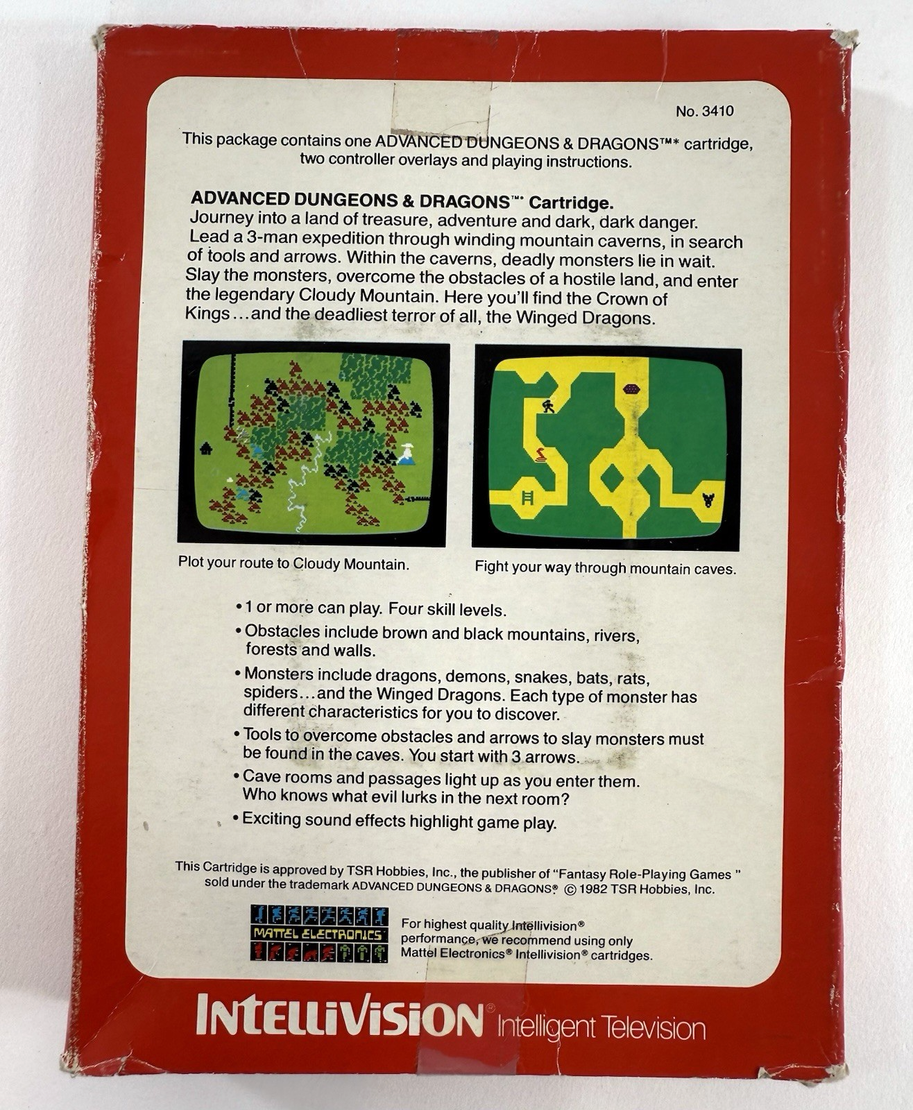 Advanced Dungeons & Dragons (Intellivision, 1982) Game, Box, Manual - Tested