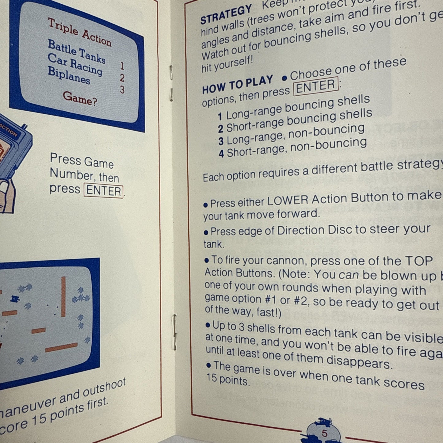 Triple Action (Intellivision, 1981) Game, Case, Manual, Overlays - Tested