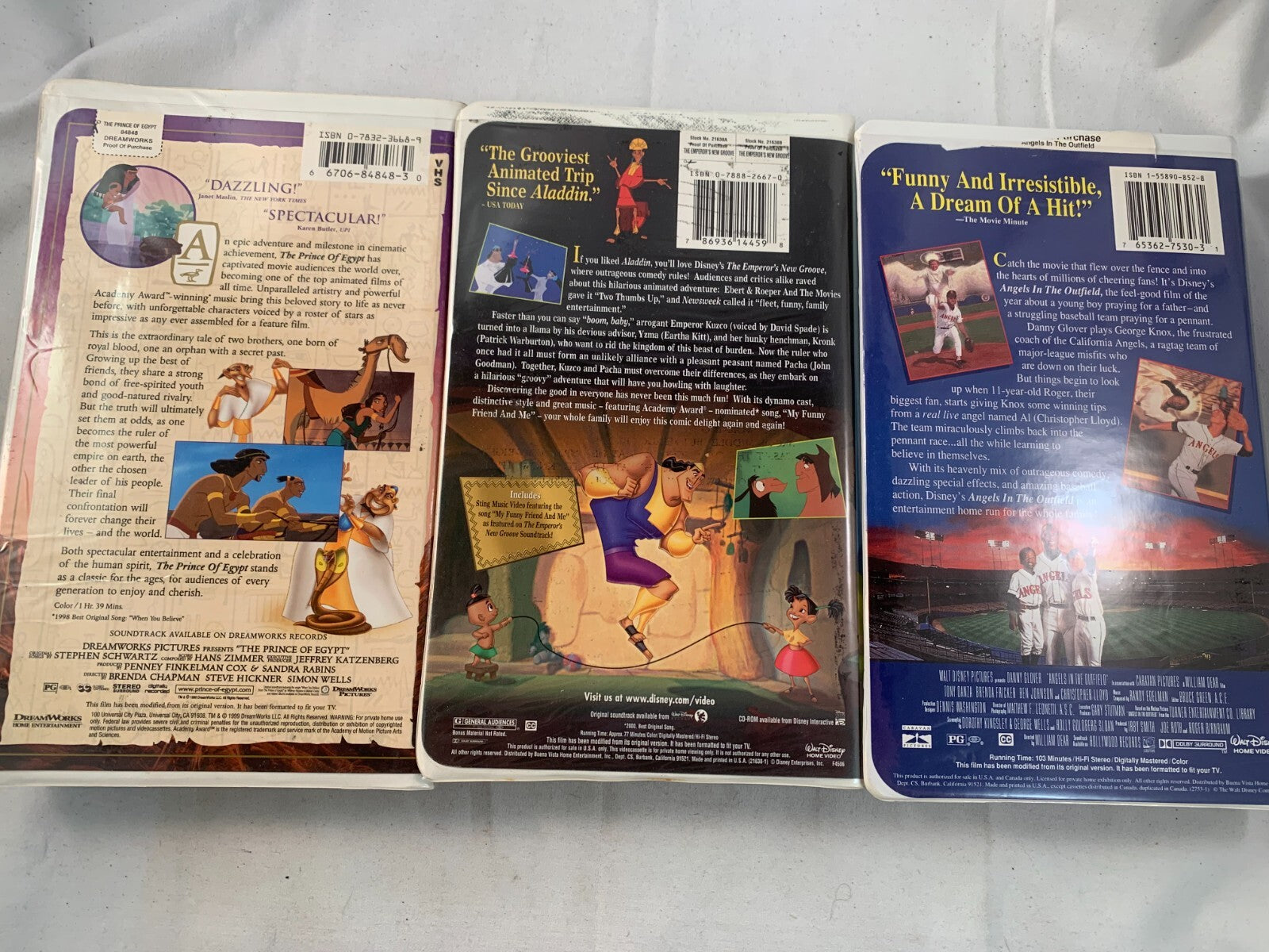 The Prince of Egypt (Disney VHS Clamshell bundle) Emperor's New Groove/Angels in