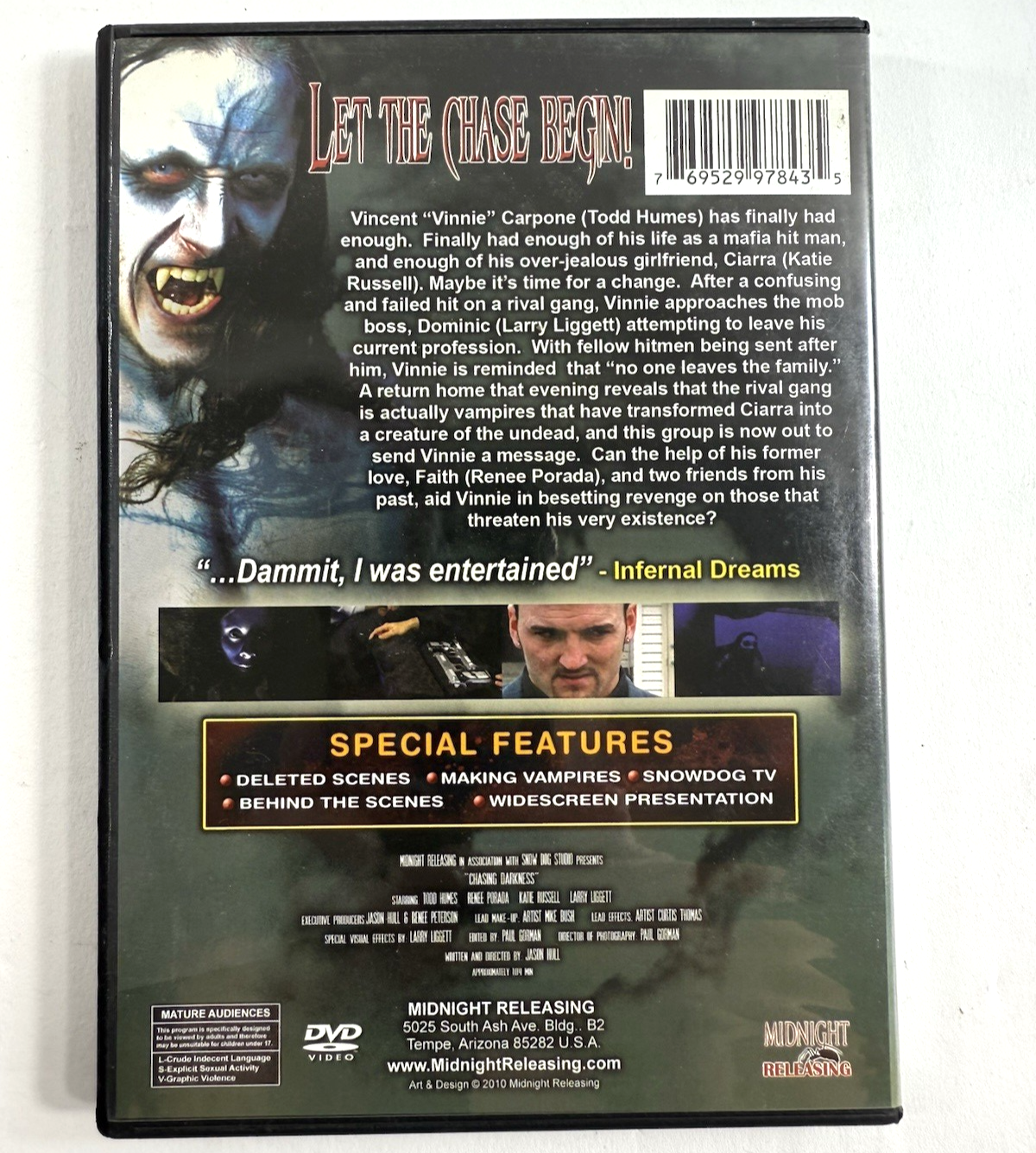 Chasing Darkness (DVD, 2010) Tested and Working