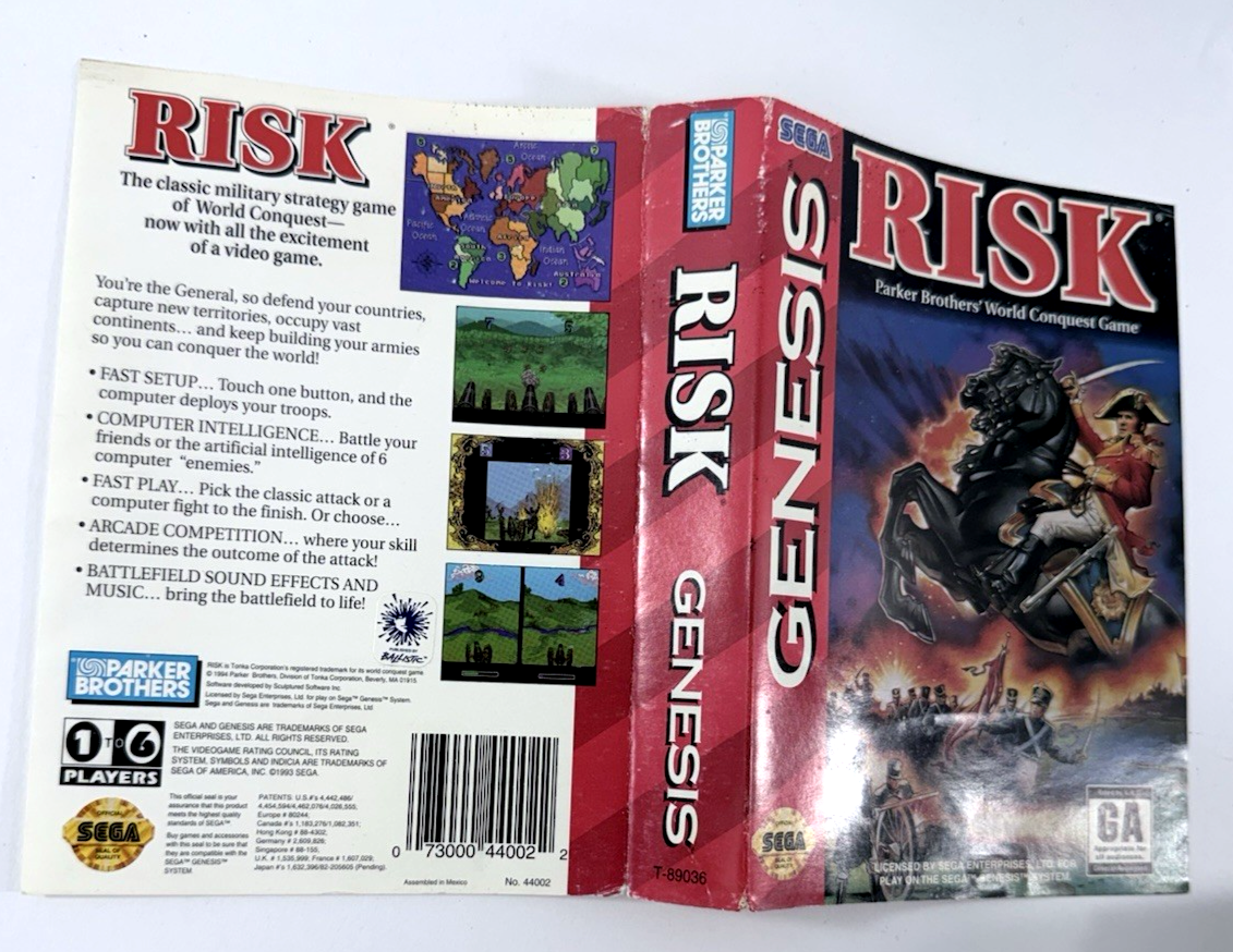 Risk (Sega Genesis, 1994) Game, Case and Manual - Tested and Working