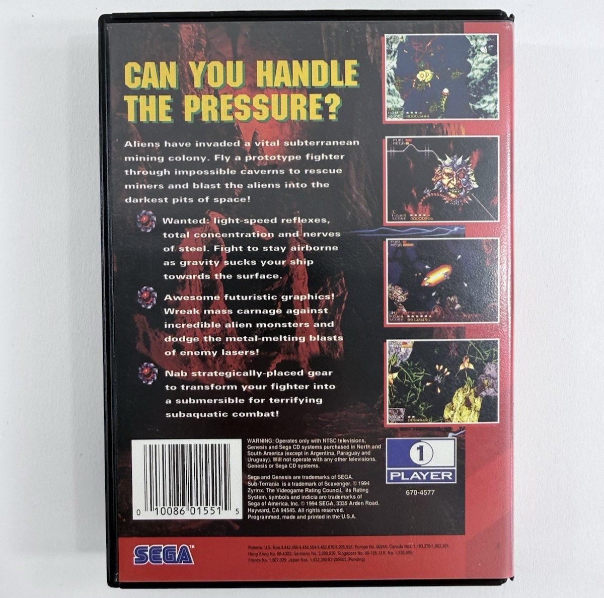 Sub Terrania (Sega Genesis, 1992) Original Case And Manual - No Game
