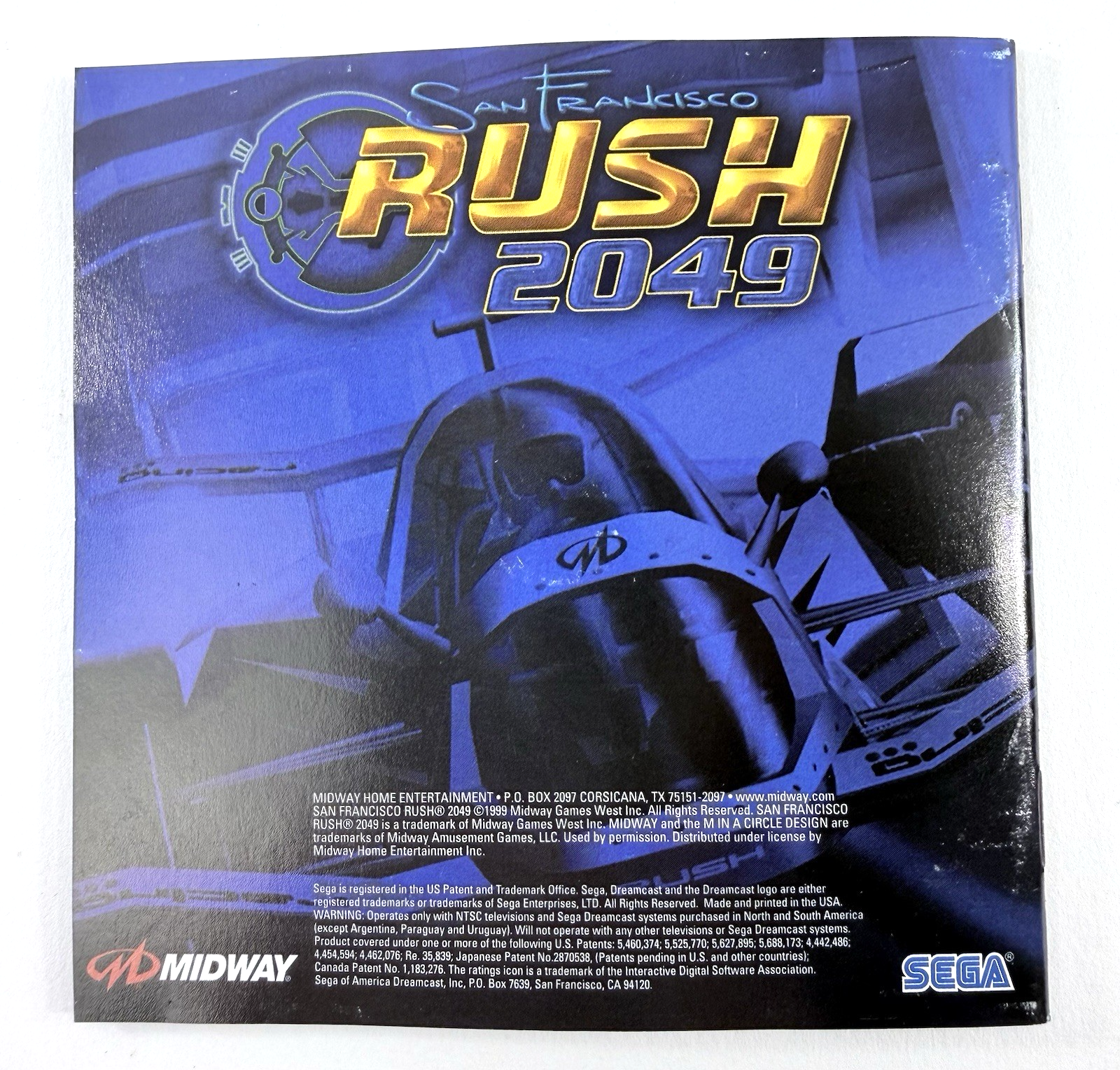 San Francisco Rush 2049 (Sega Dreamcast, 2000) Game Case Manual Registration