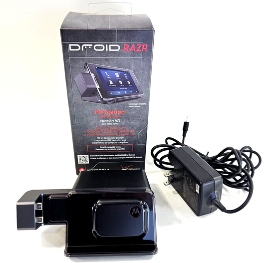 Motorola Droid Razr HD Docking Station and AC Adapter in Box - Tested