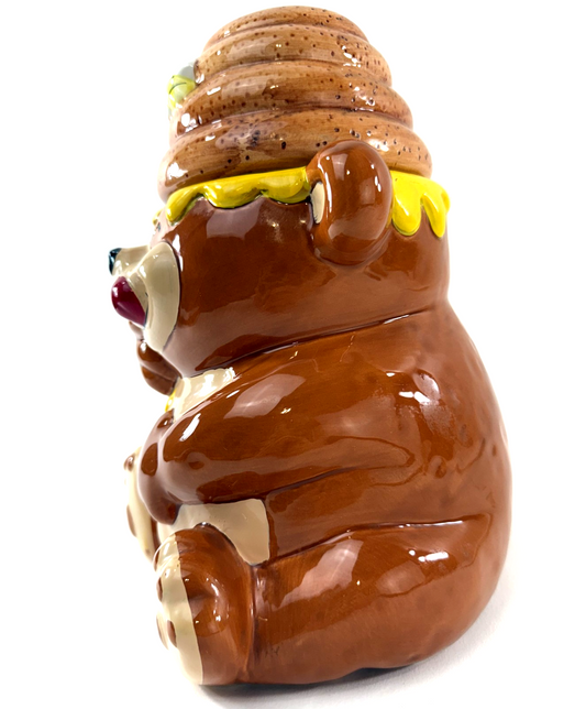 Certified International Corp 1990s Ceramic Bear Eating Honey Cookie Jar