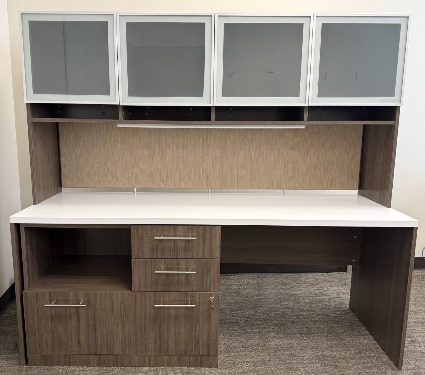 Modern 72” Executive Credenza Desk With Hutch - Local Pickup Only