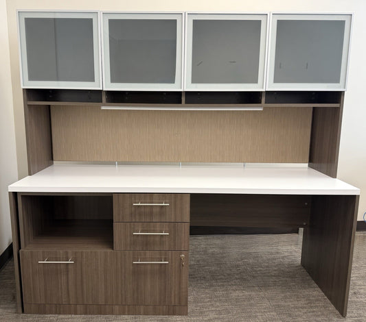 Modern 72” Executive Credenza Desk With Hutch - Local Pickup Only