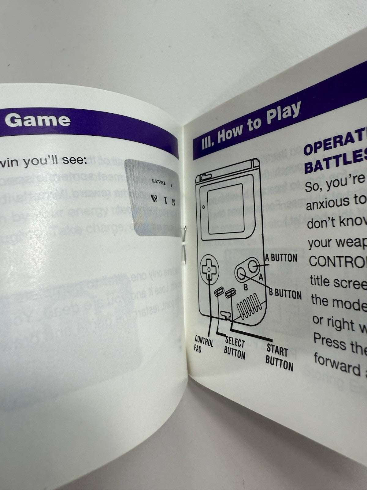 Bionic Battler (Nintendo GameBoy, 1992) Game Box Manual Registration Inserts