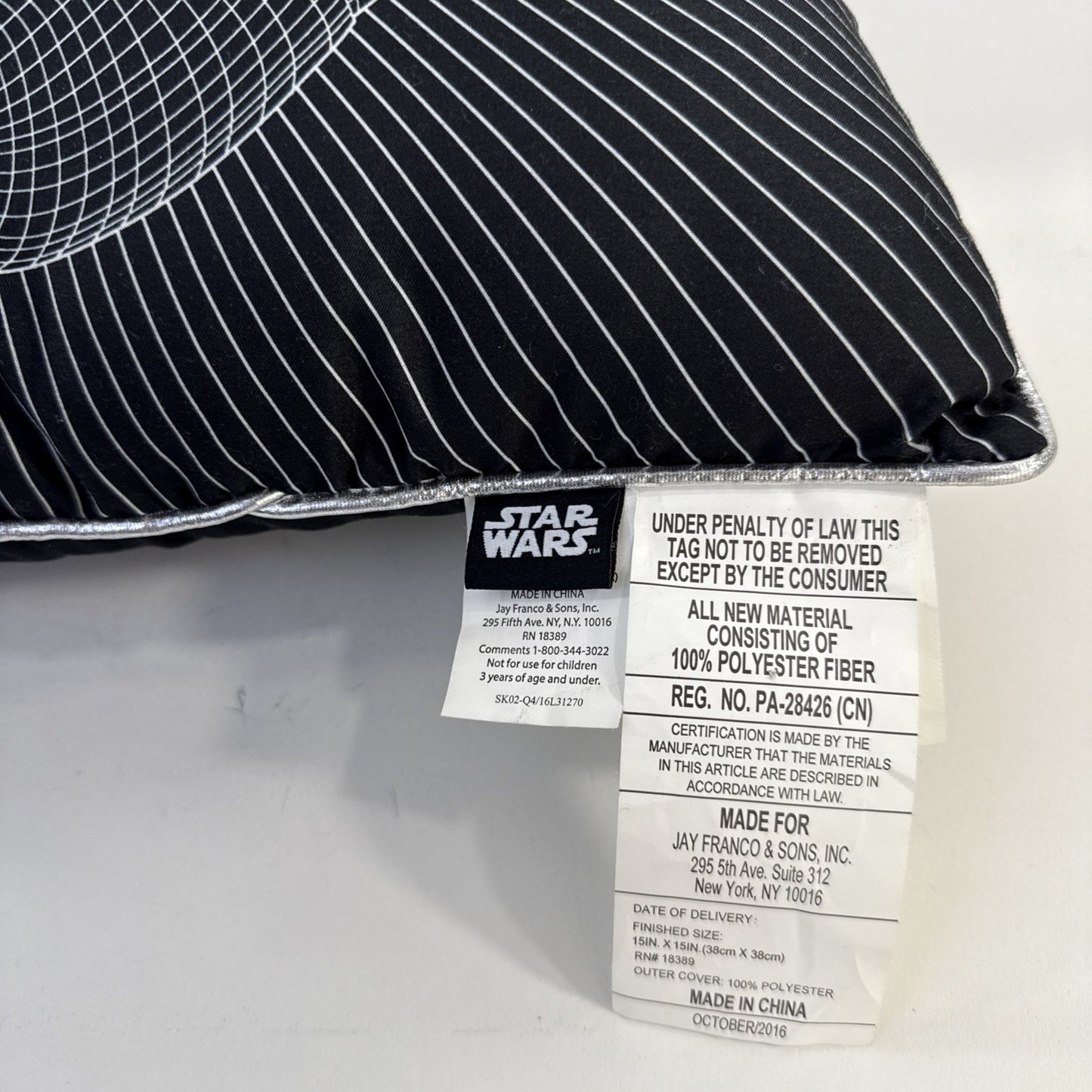 Star Wars 2016 Officially Licensed 15"x15" Stormtrooper Black Throw Pillow