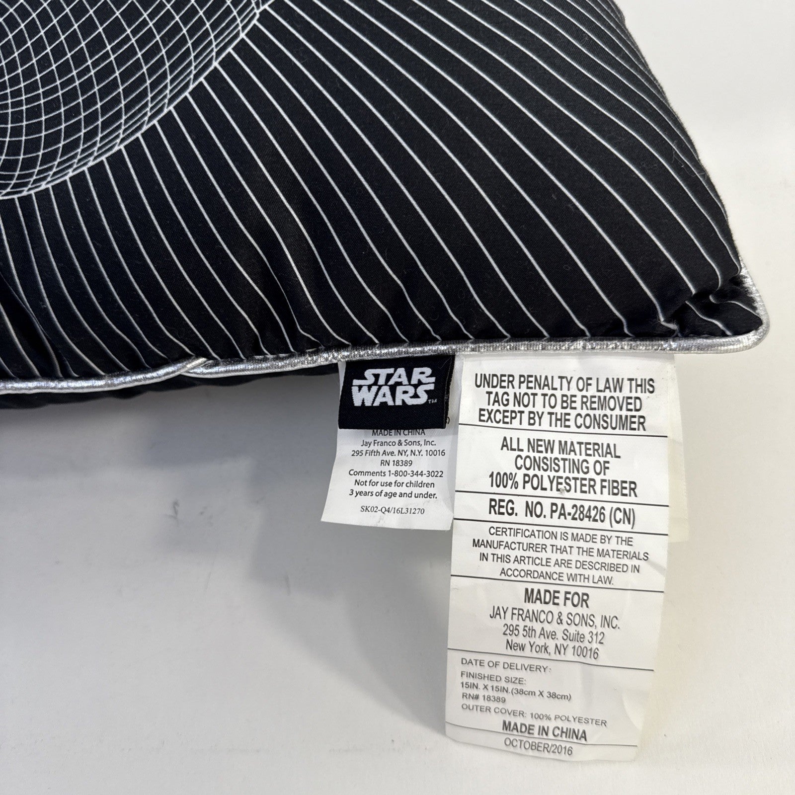 Star Wars 2016 Officially Licensed 15"x15" Stormtrooper Black Throw Pillow