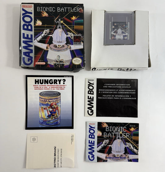 Bionic Battler (Nintendo GameBoy, 1992) Game Box Manual Registration Inserts