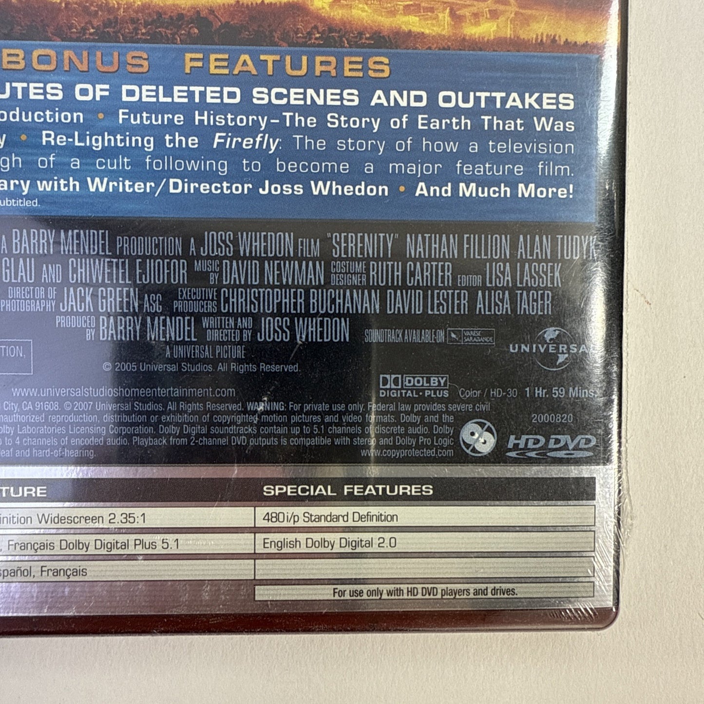 Serenity (HD DVD, 2006) New, Factory Sealed