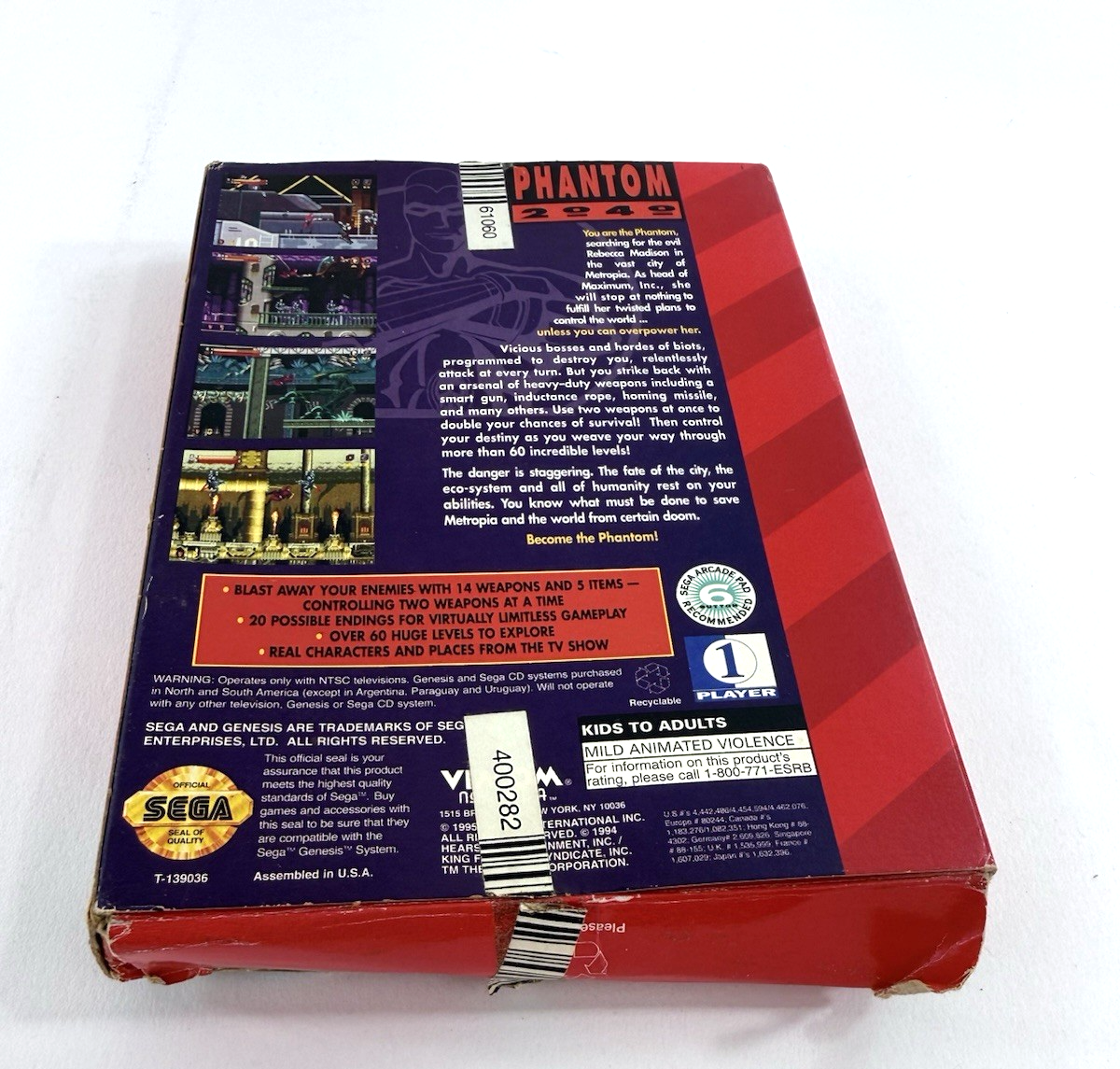 Phantom 2040 (Sega Genesis, 1995) Game, Box, Manual - Tested and Working