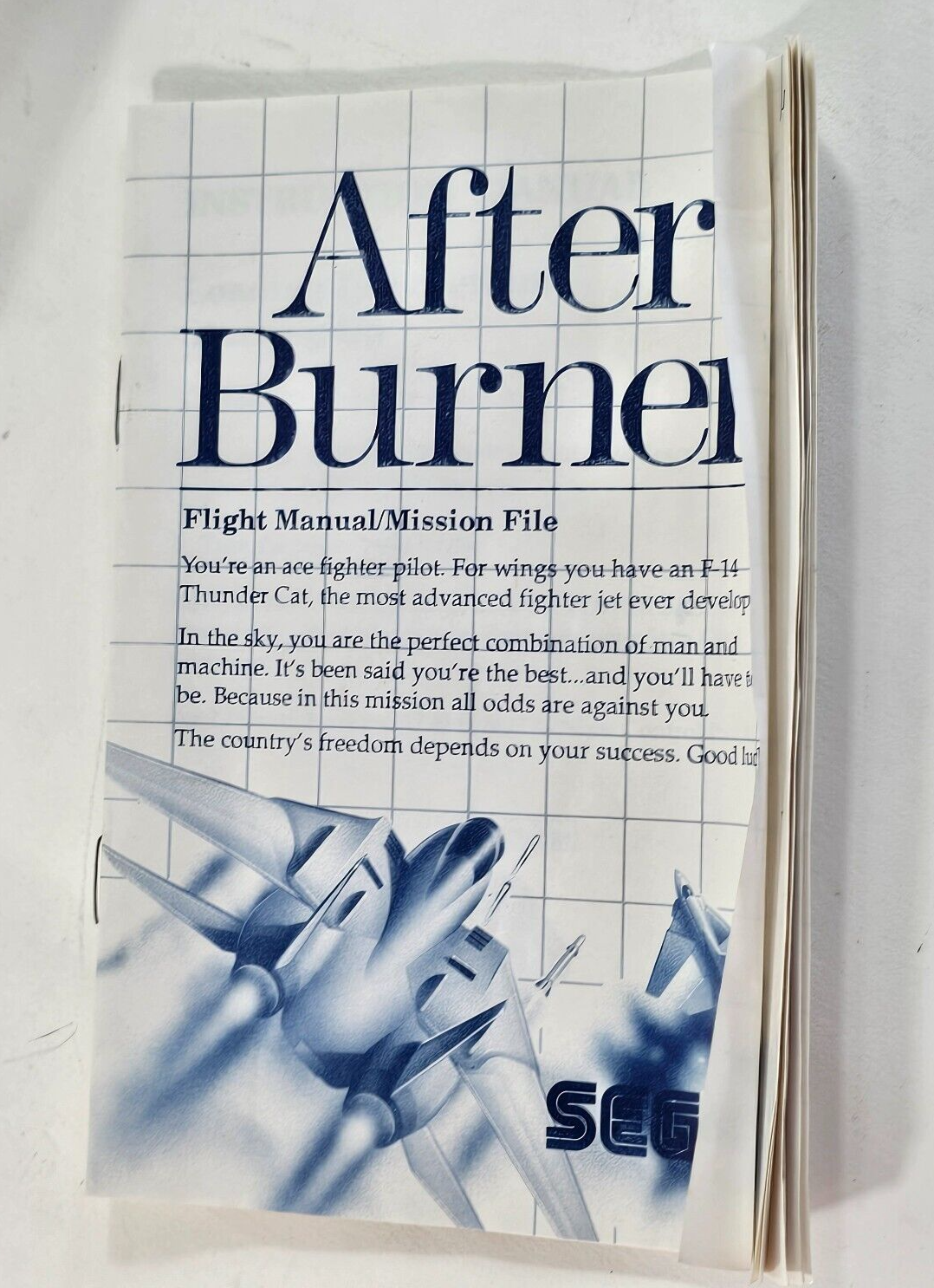 After Burner (Sega Master System, 1988) Game Case Manual Poster - Tested