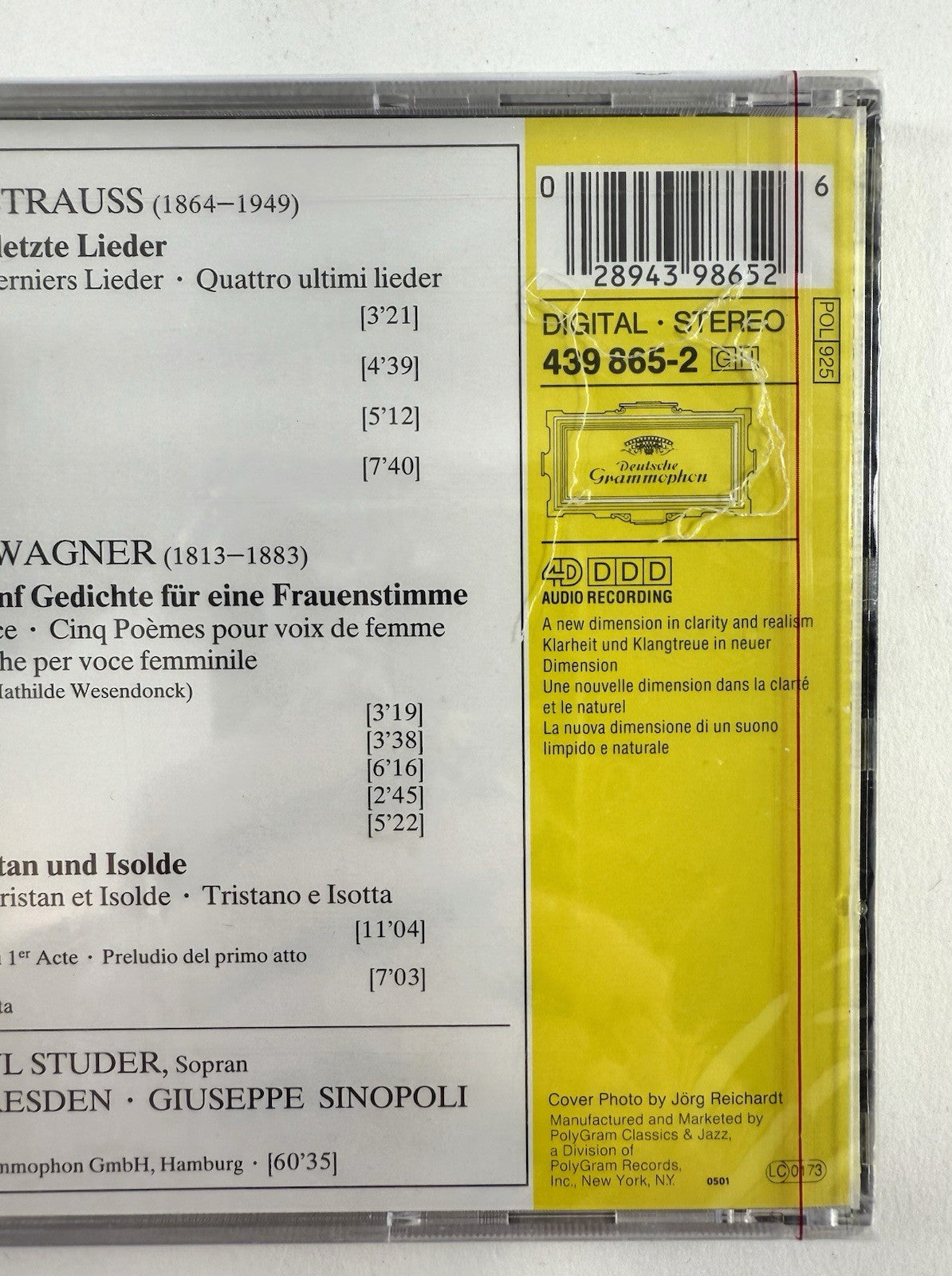 Strauss/Wagner/Tristan & Isolde (Deutche Grammophon CD, 1994) by C. Studer - New