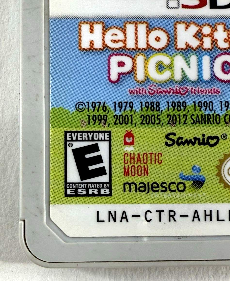 Hello Kitty Picnic w/ Sanrio Friends (Nintendo 3DS, 2012) Game Cartridge & Case