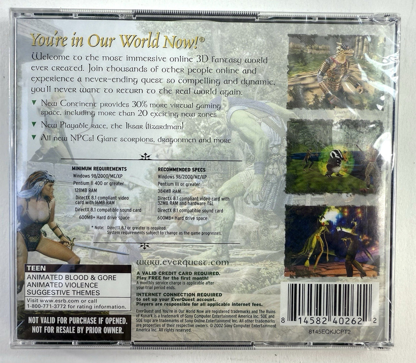 EverQuest + Ruins of Kunark Expansion (PC CD, 2002) New, Factory Sealed