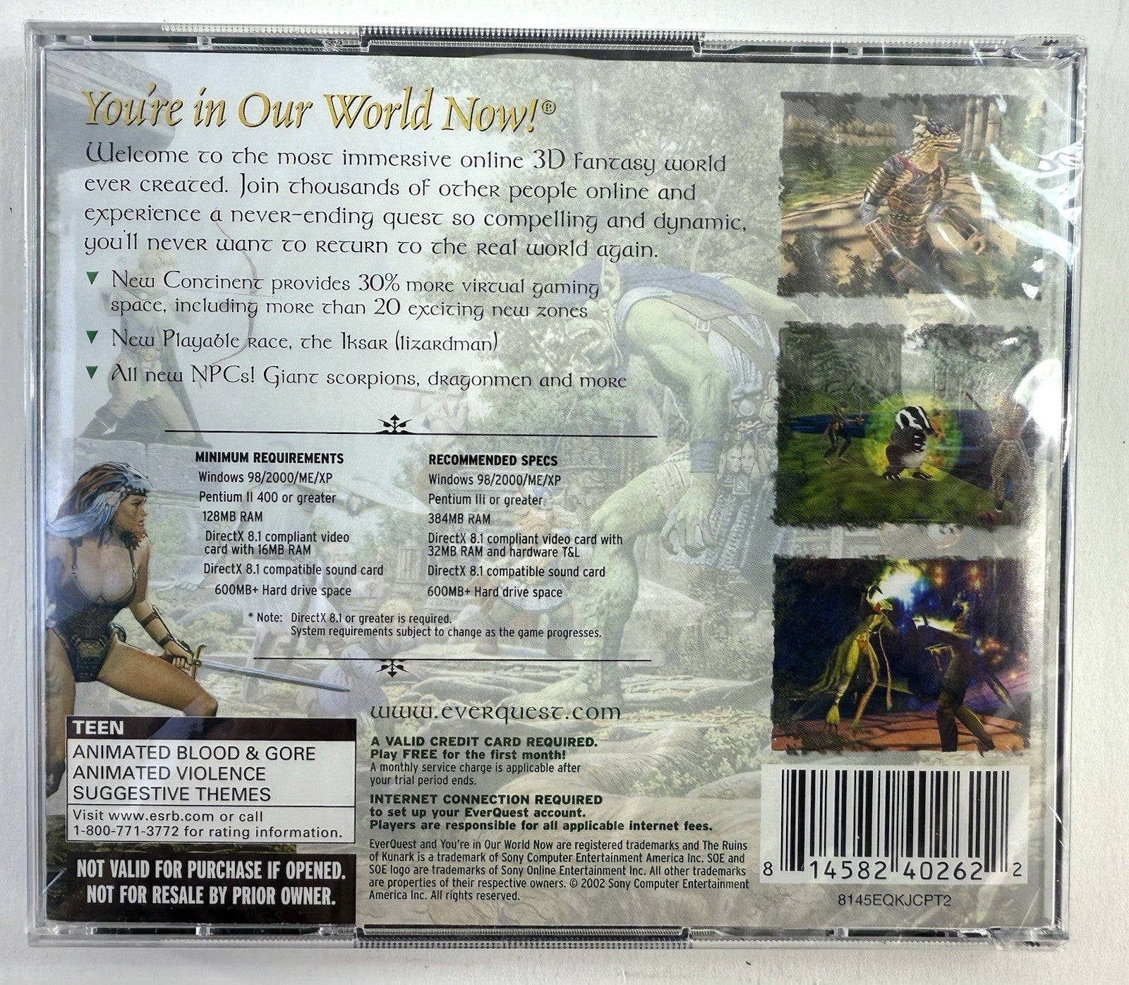 EverQuest + Ruins of Kunark Expansion (PC CD, 2002) New, Factory Sealed