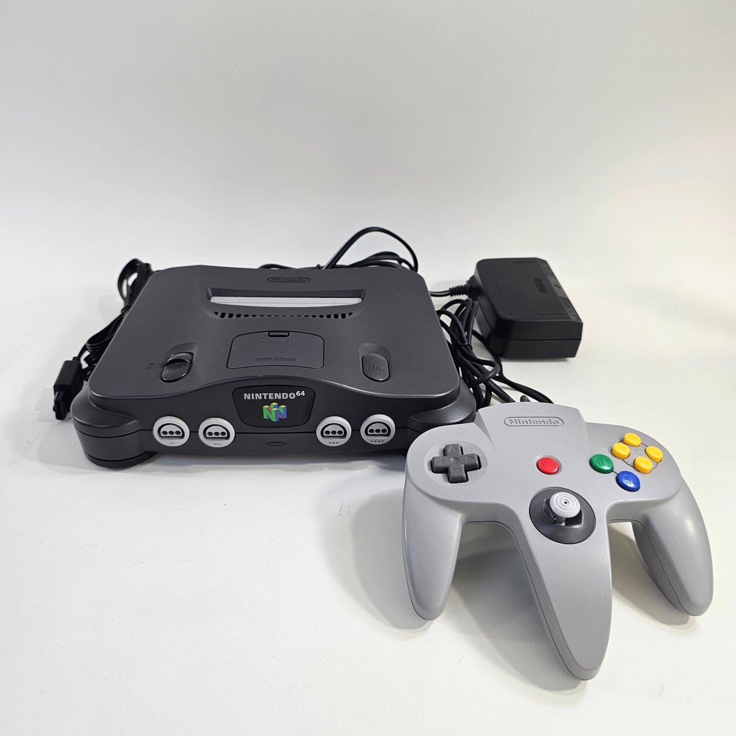 Nintendo 64 Black Home Console with Controller + Cables - Tested and Working