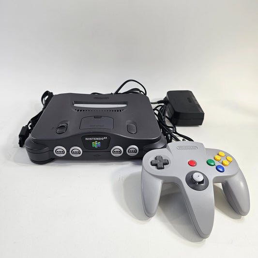 Nintendo 64 Black Home Console with Controller + Cables - Tested and Working