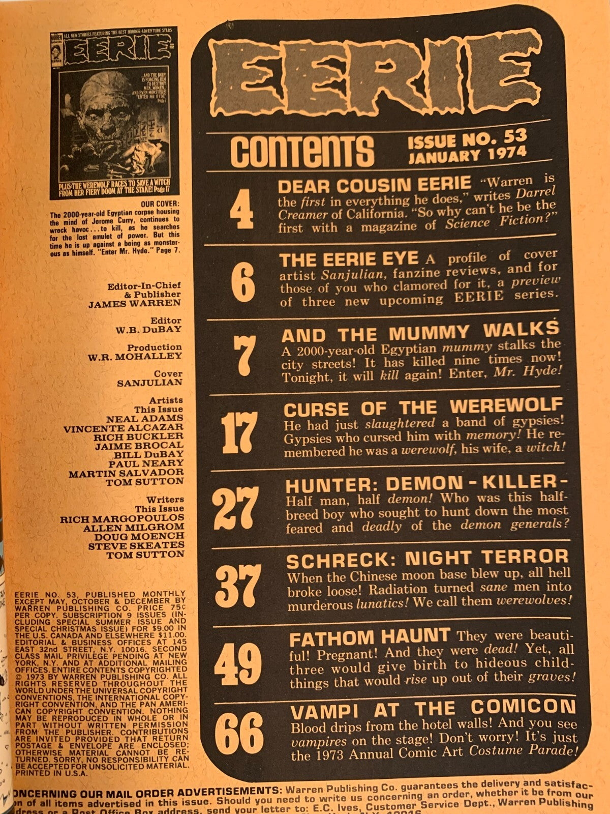 Eerie #53  Warren Publishing Horror Short Stories