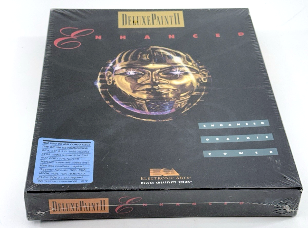 Electronic Arts DeluxePaint II Enhanced IBM PC MS-DOS Sealed Big Box Software