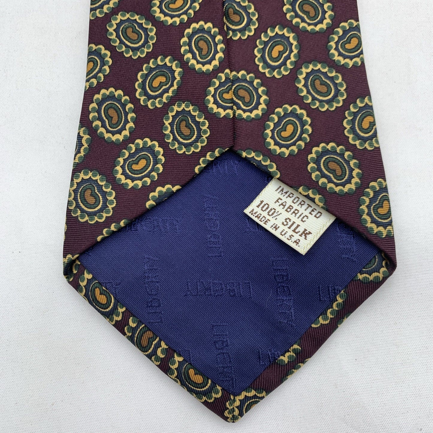 Vintage Liberty of London Tie 58” Geometric Print Silk Neck Tie - Made In USA