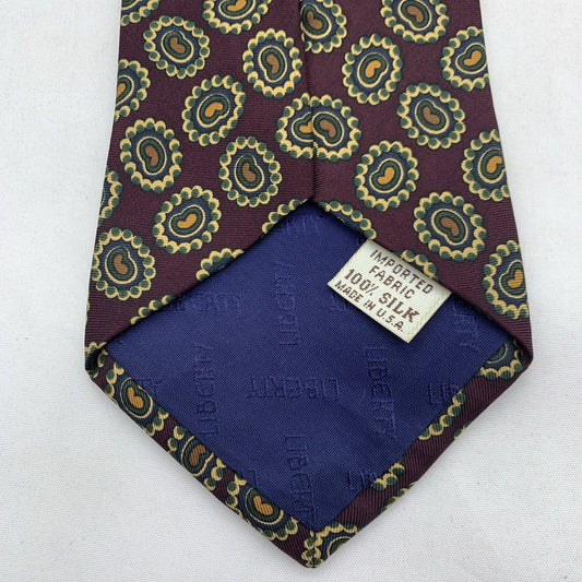 Vintage Liberty of London Tie 58” Geometric Print Silk Neck Tie - Made In USA