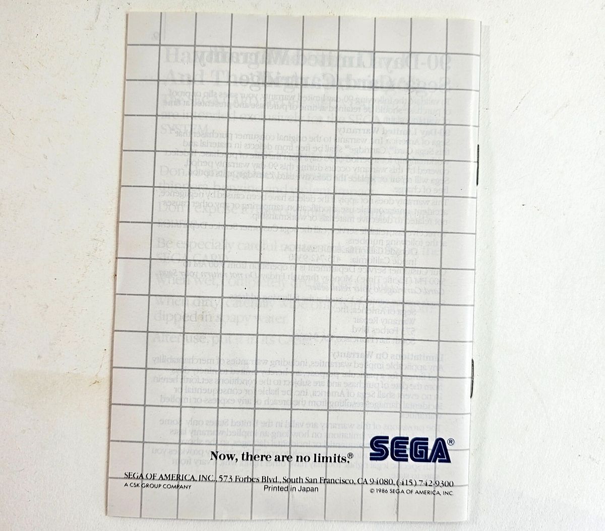 Marksman Shooting & Trap Shooting (Sega Master System, 1987) Game Case Manual