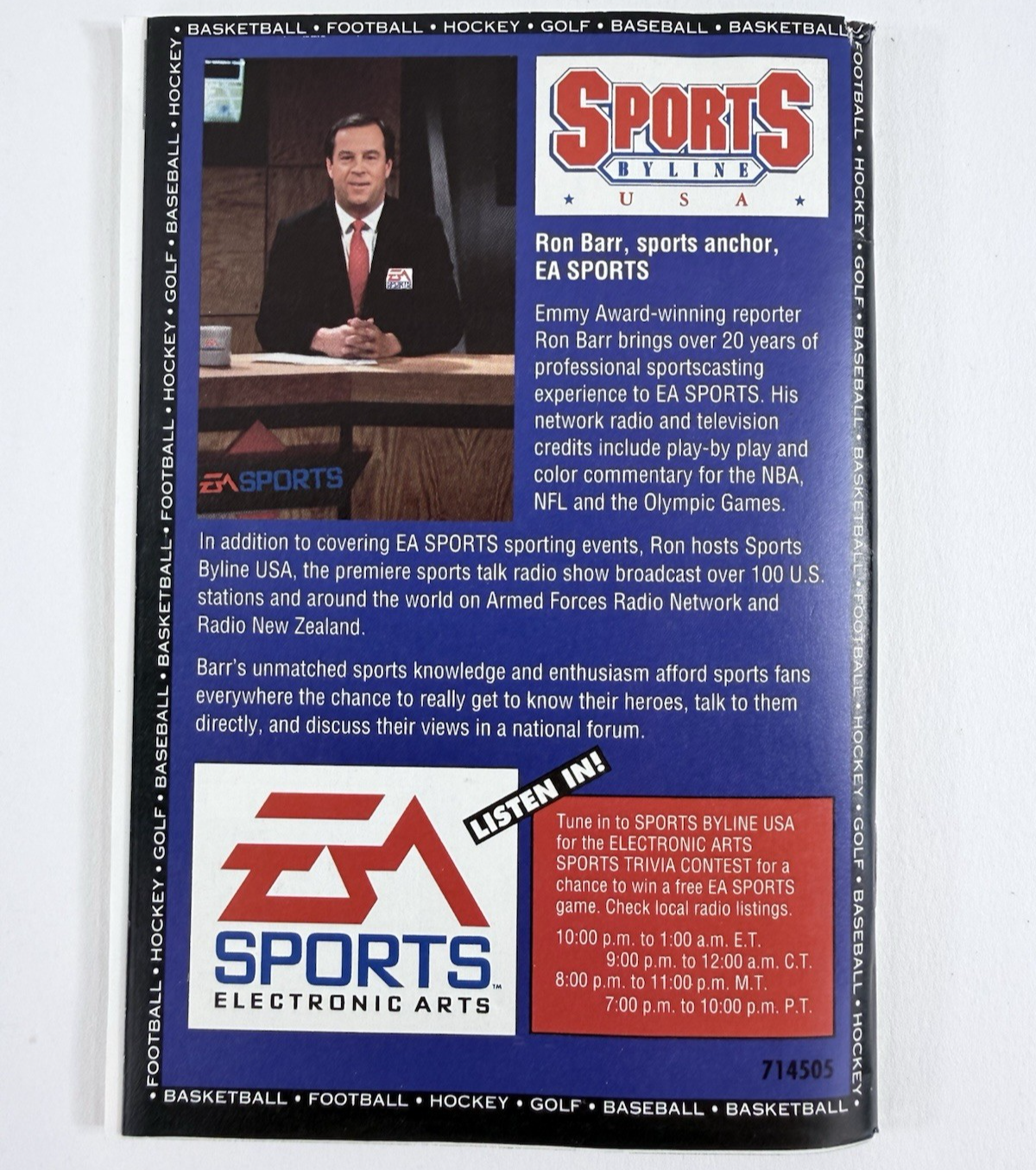 Bill Walsh College Football (Sega Genesis, 1993) Game Case Manual Inserts Reg.