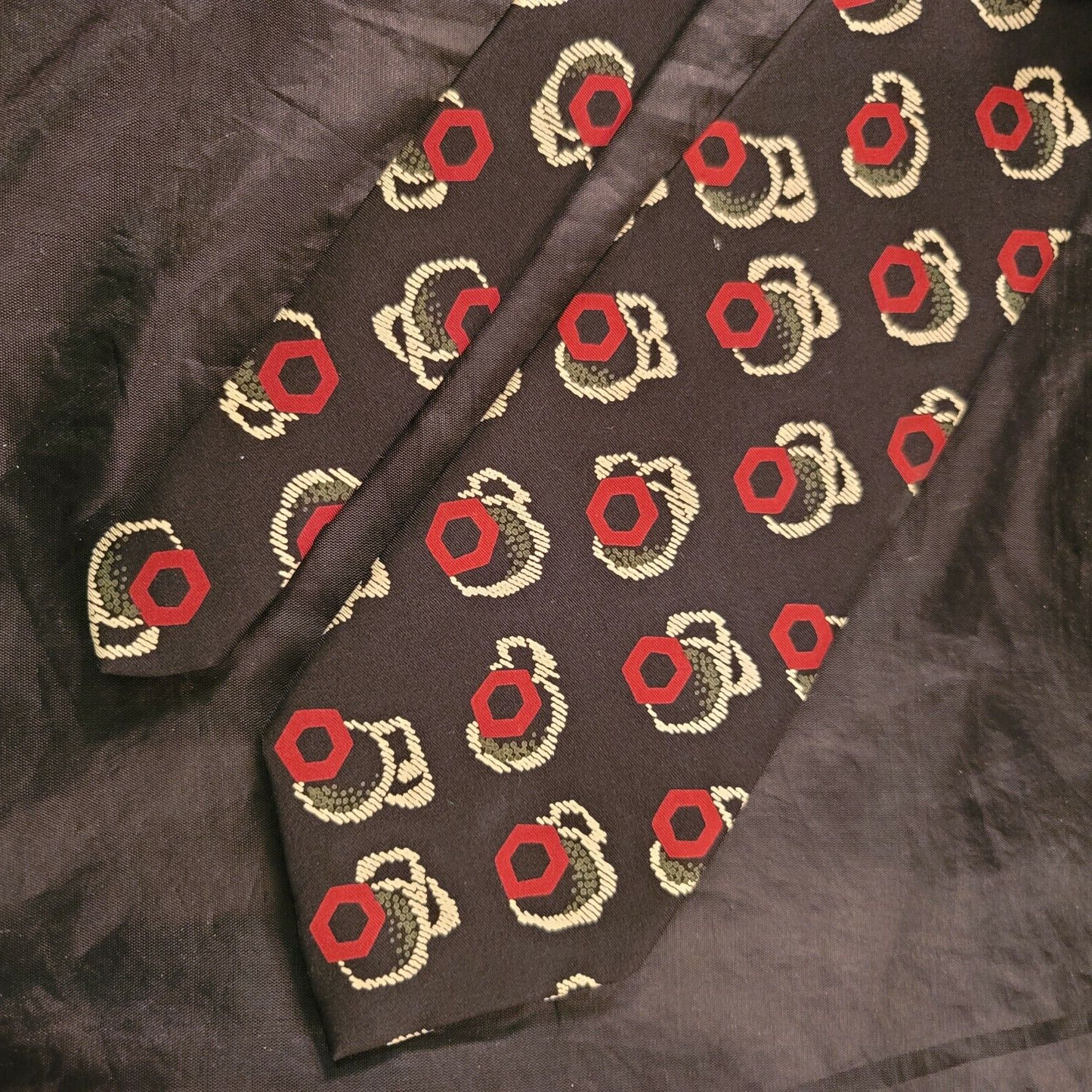 Talbott Studio for Justers Ltd. Mens' Black Multicolor Neck Tie 57"