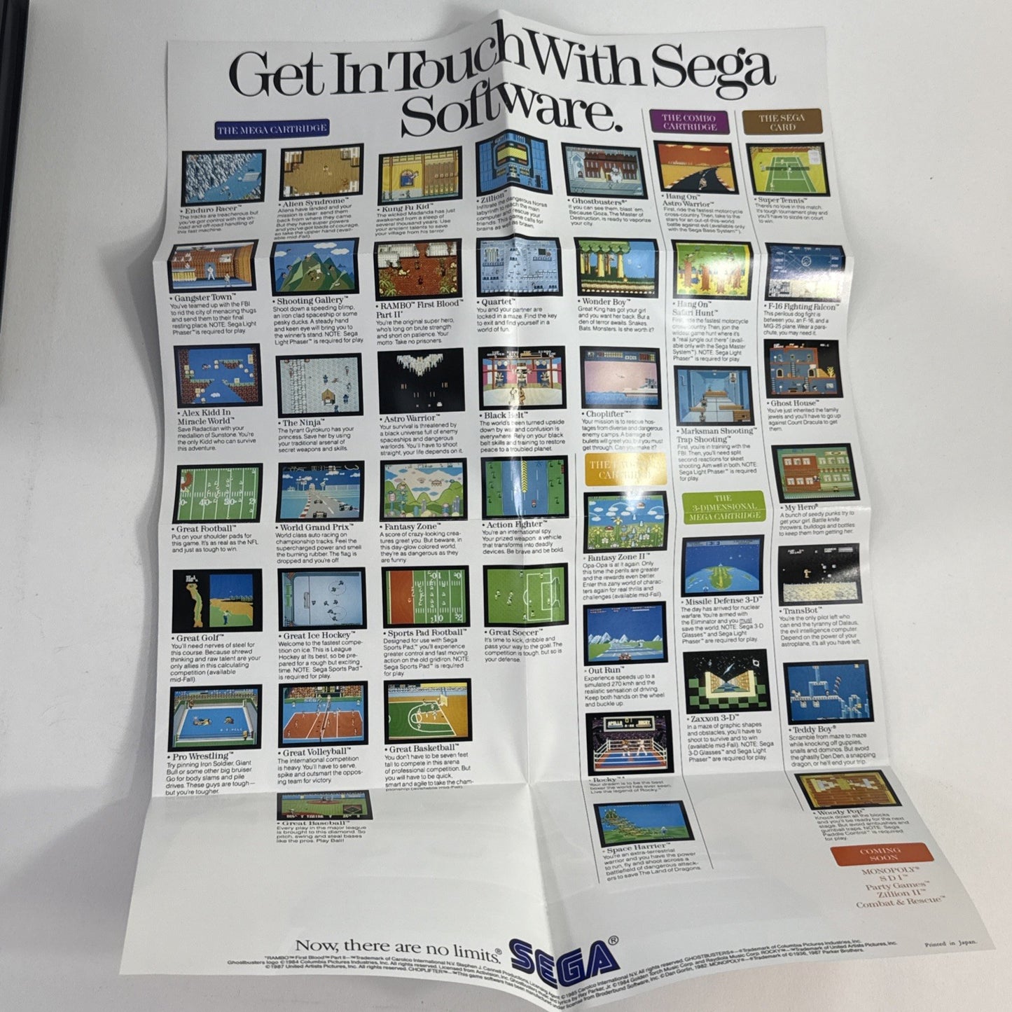 After Burner (Sega Master System, 1988) Game Case Manual Poster - Tested