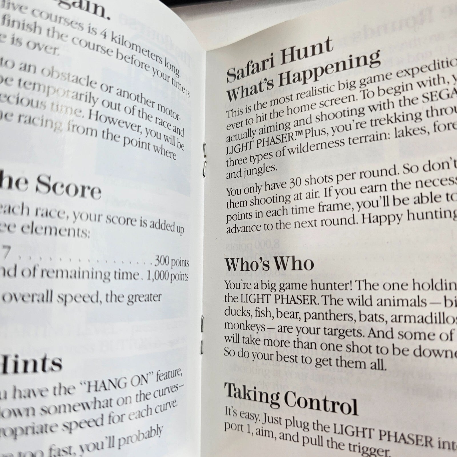 Hang On & Safari Hunt: The Combo Cartridge (Sega Master System, 1986) - Tested