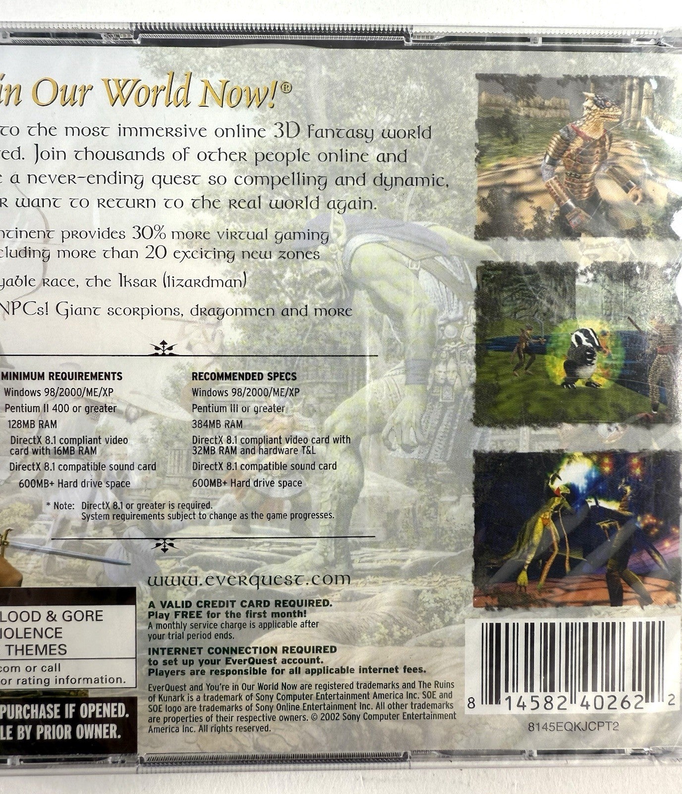 EverQuest + Ruins of Kunark Expansion (PC CD, 2002) New, Factory Sealed