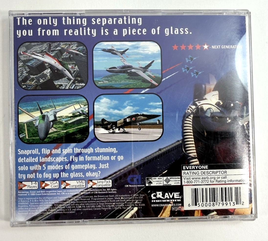 AeroWings (Sega Dreamcast, 1999) Game Case Manual - Tested and Working