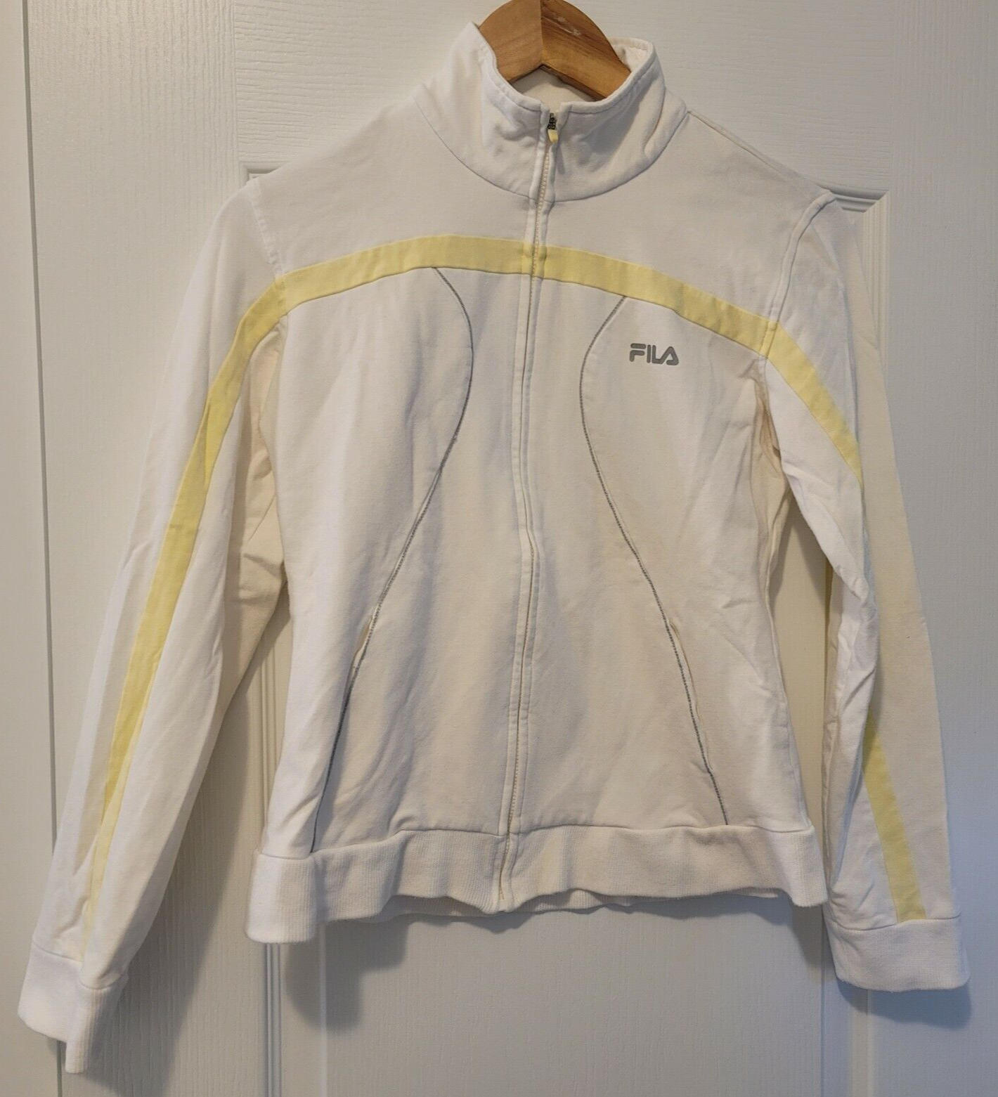 FILA Women's Large White and Yellow Full Zip Sports Jacket