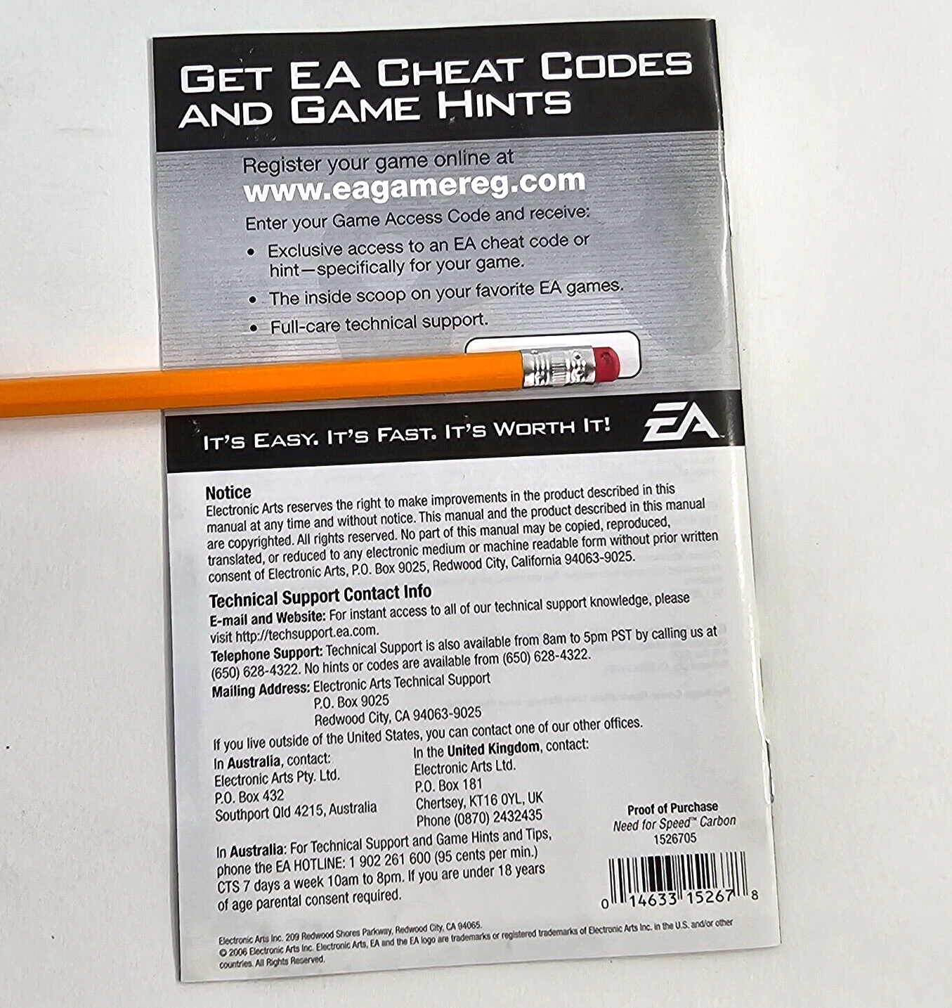 Need for Speed: Carbon (Sony PlayStation 2, 2006) Game Case Manual - Tested