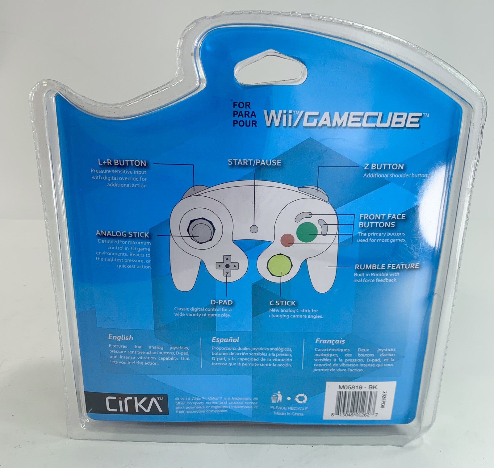 Cirka M05819-BK Black Wired Controller for GameCube/Nintendo Wii - New