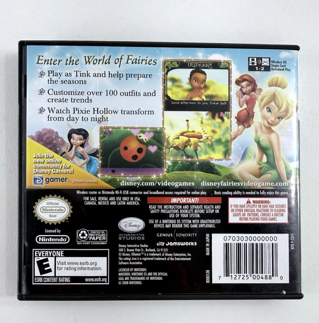 Disney Fairies Tinker Bell (Nintendo DS, 2008) Game Case Manual Inserts - Tested